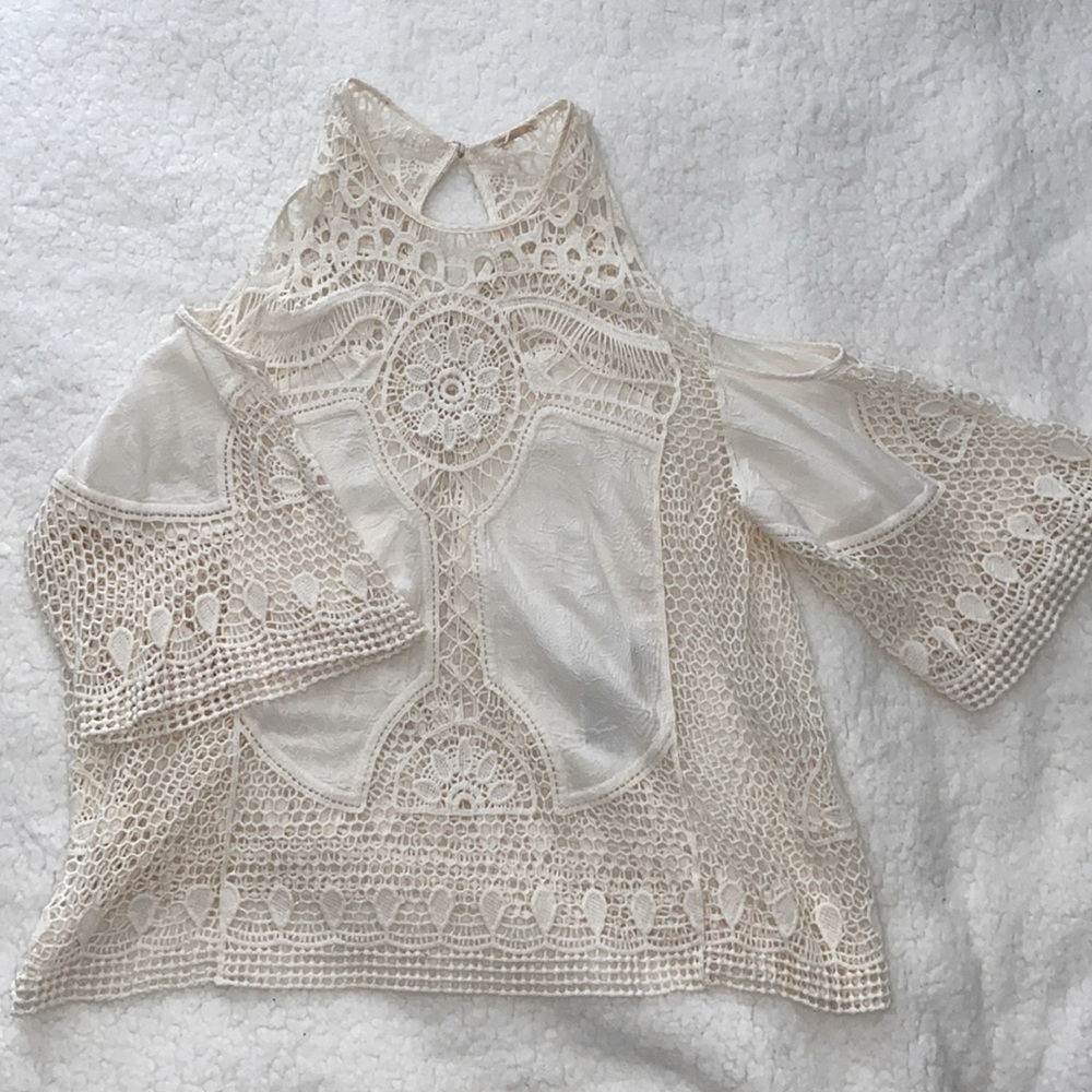 Hollister Open Shoulder Crochet Top - Small